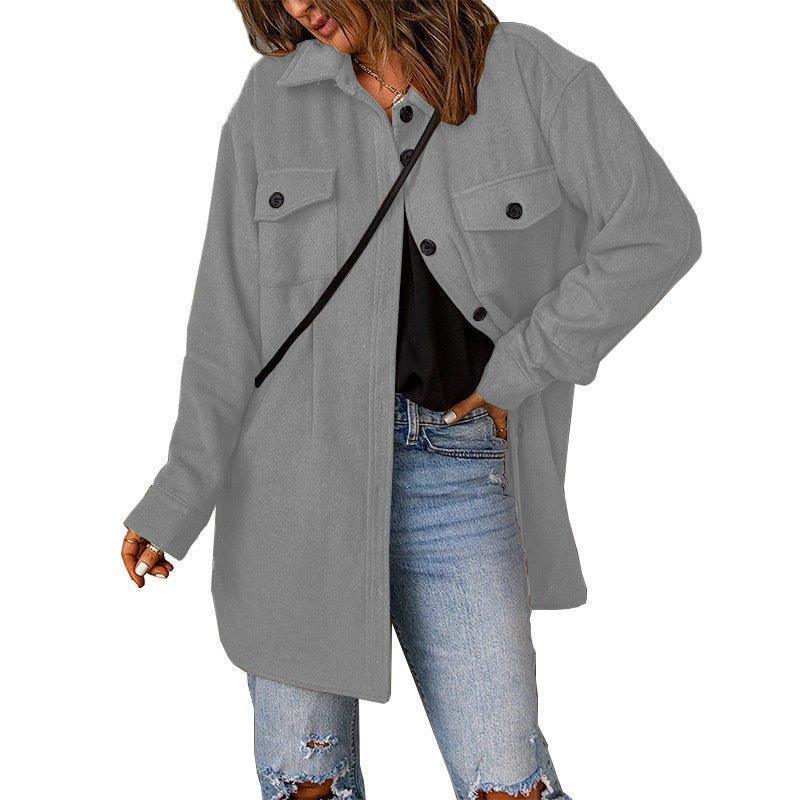 Chic Women's Cozy Woolen Coat for Effortless Style Fashion - Womens Jackets Rebooters