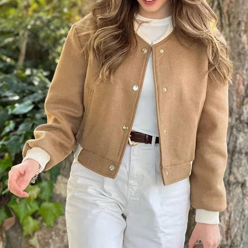 Womens Chic Wool Varsity Jacket Your Essential Casual Wear - Rebooters