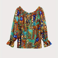 Off-Shoulder Boho Blouse With Long Sleeves For Women Rebooters Womens Shirts