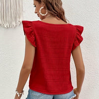 Smocked Square-Neck Top With Flutter Sleeves For Women Rebooters Womens Shirts