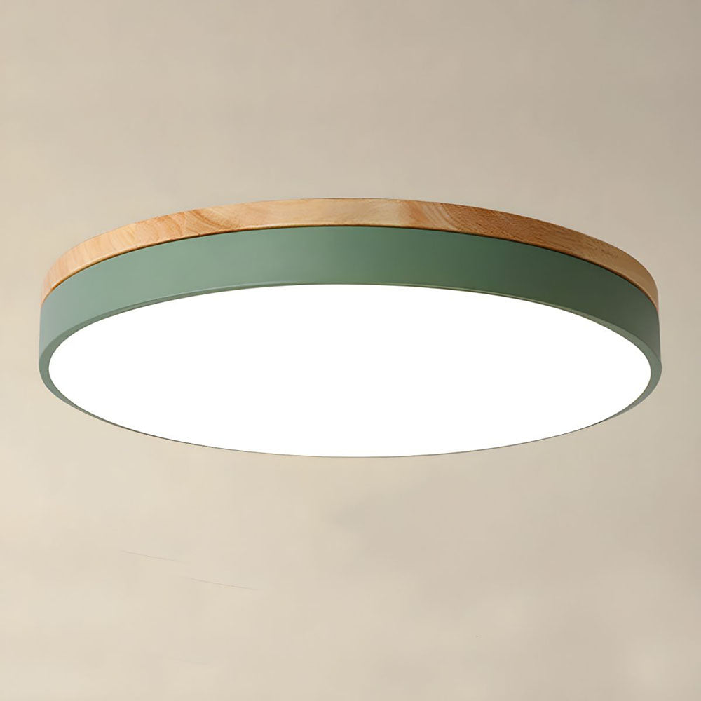 Wood Nordic LED Round Flush Ceiling Light for Elegant Spaces - Rebooters