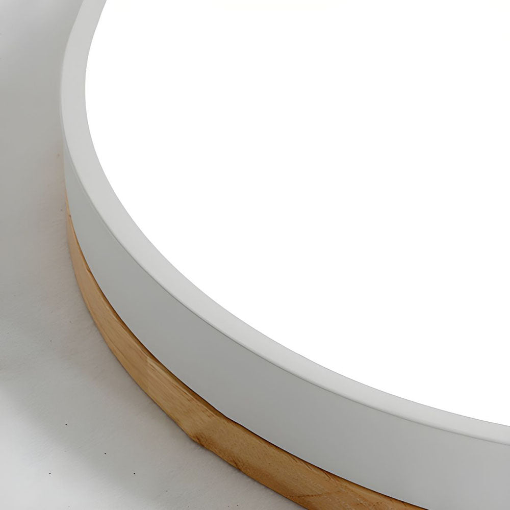 Wood Nordic LED Round Flush Ceiling Light for Elegant Spaces - Rebooters