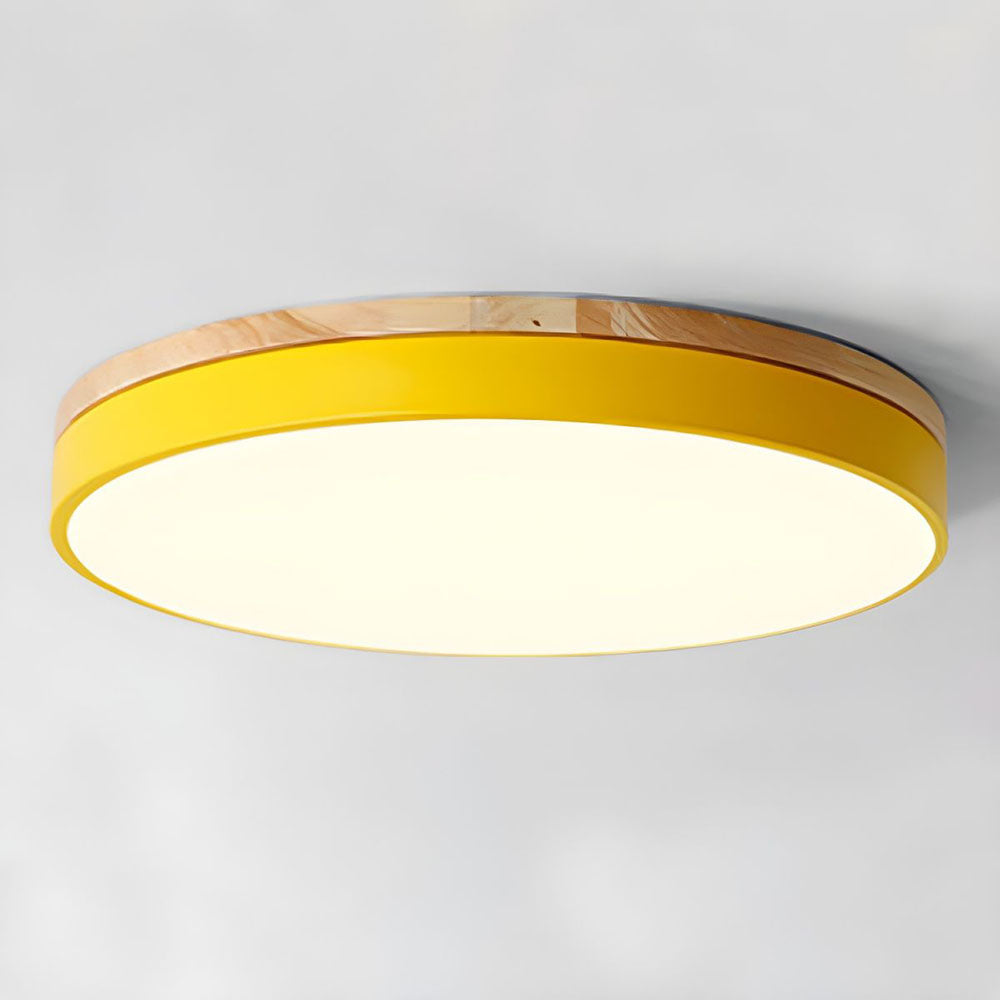 Wood Nordic LED Round Flush Ceiling Light for Elegant Spaces - Rebooters