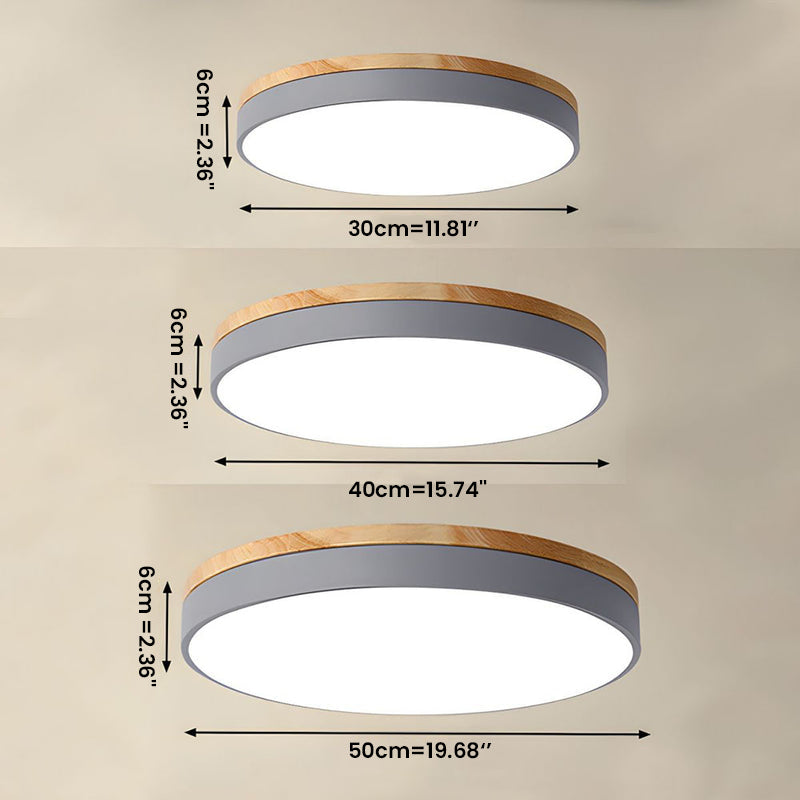 Wood Nordic LED Round Flush Ceiling Light for Elegant Spaces - Rebooters