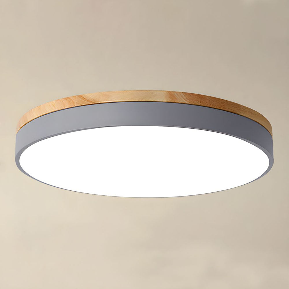 Wood Nordic LED Round Flush Ceiling Light for Elegant Spaces - Rebooters