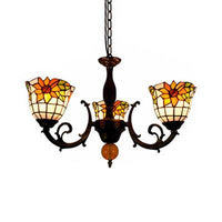 Bell Shade Chandelier Light Industrial Vintage Stained Glass - Rebooters