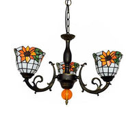 Bell Shade Chandelier Light Industrial Vintage Stained Glass - Rebooters