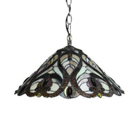1 Light Cone Suspension Light Victorian Style Art Glass Hanging Ceiling Light in Brown and White - Rebooters