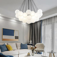 European Style White Flower Cluster Ball Glass Chandelier | Rebooters - Rebooters
