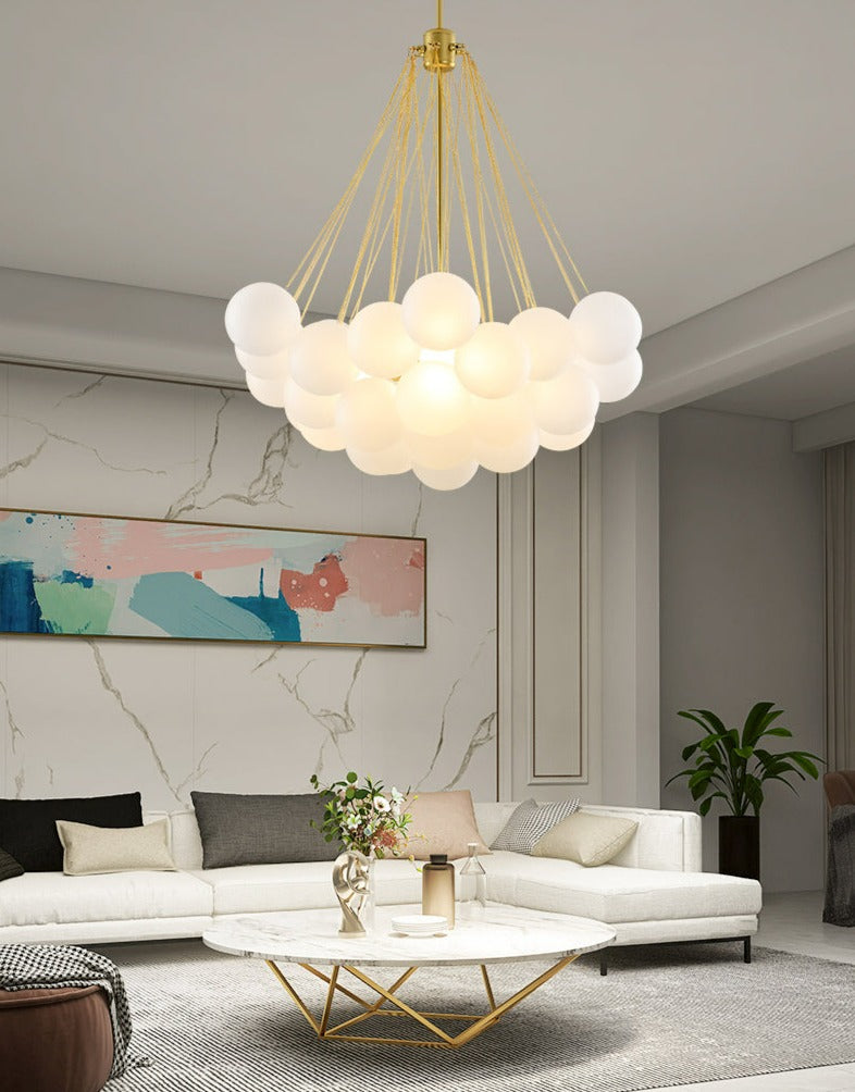 European Style White Flower Cluster Ball Glass Chandelier | Rebooters - Rebooters