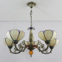 5 Lights Bowl Chandelier Light Fixture Country Stained Glass Pendant Chandelier - Rebooters