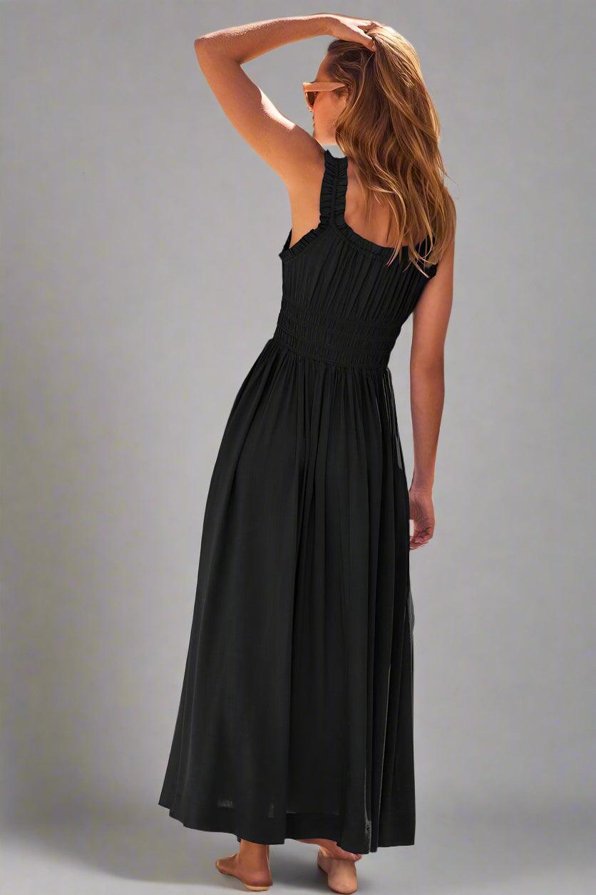 Matilda Sleeveless Maxi Dress with Flattering Ruched Detailing - Rebooters -Women's Dresses