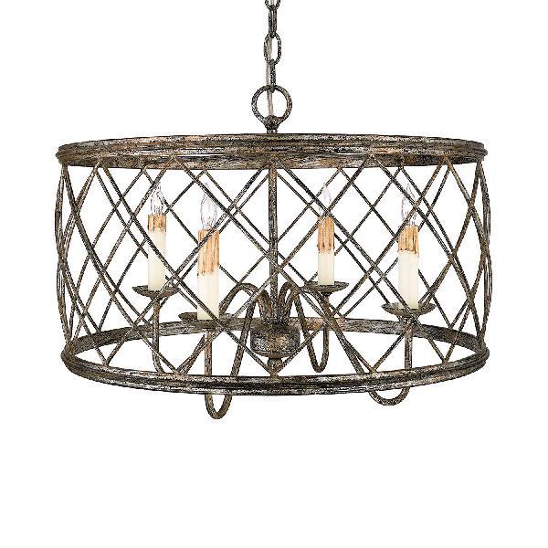 Aged Silver 4 Lights Chandelier Lamp Antique Style Pendant Lamp - Rebooters