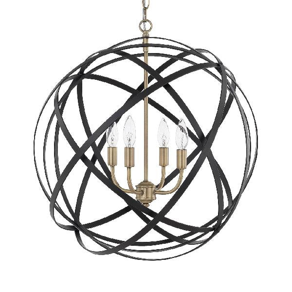 Vintage Stylish Spherical Cage Chandelier 4 Lights Black - Rebooters