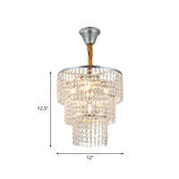 4 Lights Bedroom Suspension Light Modernism Silver Chandelier - Rebooters