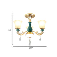 3/6 Bulbs Up Suspension Lamp Classic Flower Opal Glass Chandelier - Rebooters