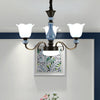 Blue Floral Shape Hanging Chandelier Countryside Light Kit - Rebooters