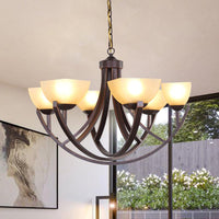 4/6 Heads Ceiling Chandelier Classic Trapezoidal Milk Glass - Rebooters