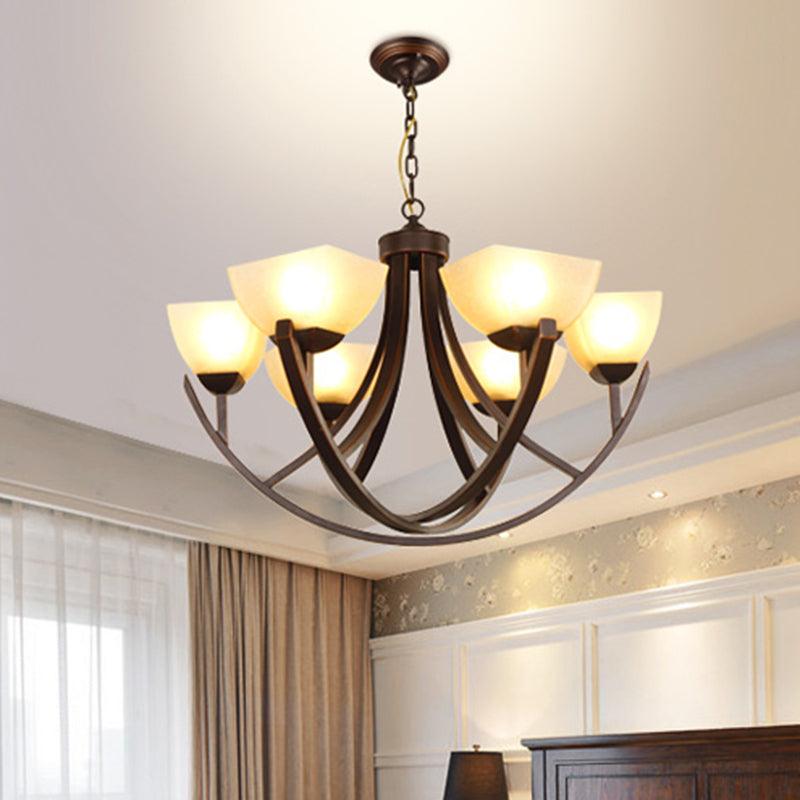 4/6 Heads Ceiling Chandelier Classic Trapezoidal Milk Glass - Rebooters