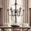 Candelabra Wood Hanging Light with Gooseneck Arm Beige Chandelier - Rebooters