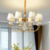 Gold Tapered Pleated Pendant Chandelier 8-Light Ceiling Lighting - Rebooters