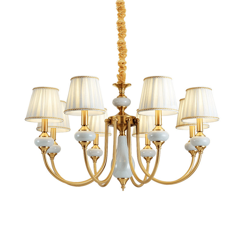 Gold Tapered Pleated Pendant Chandelier 8-Light Ceiling Lighting - Rebooters