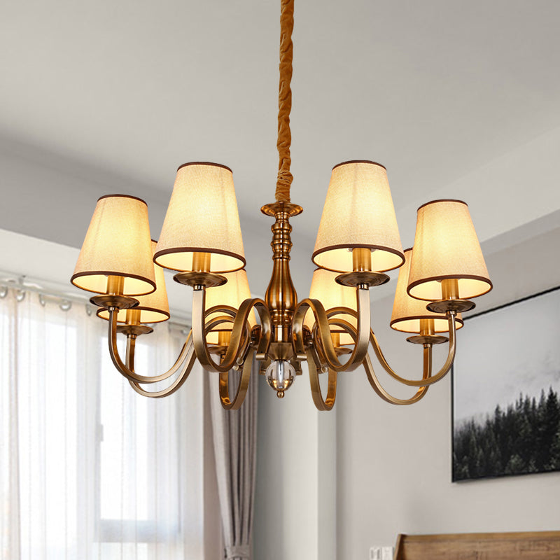 Vintage Cone Suspension Light Chandelier in Brass 6/8 Bulbs - Rebooters