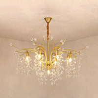 9-Bulb Chandelier Light Nordic Starburst Crystal Pendant Gold - Rebooters