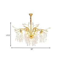 9-Bulb Chandelier Light Nordic Starburst Crystal Pendant Gold - Rebooters