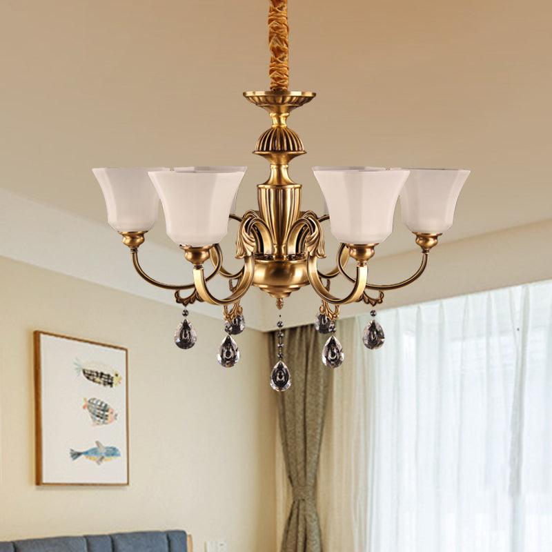 6-Bulb Chandelier with Bell Shade Frosted Glass Classic Lamp - Rebooters