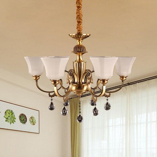 6-Bulb Chandelier with Bell Shade Frosted Glass Classic Lamp - Rebooters