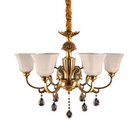 6-Bulb Chandelier with Bell Shade Frosted Glass Classic Lamp - Rebooters