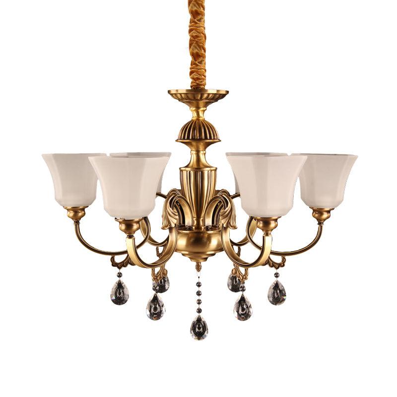 6-Bulb Chandelier with Bell Shade Frosted Glass Classic Lamp - Rebooters