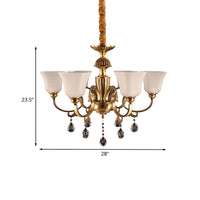6-Bulb Chandelier with Bell Shade Frosted Glass Classic Lamp - Rebooters
