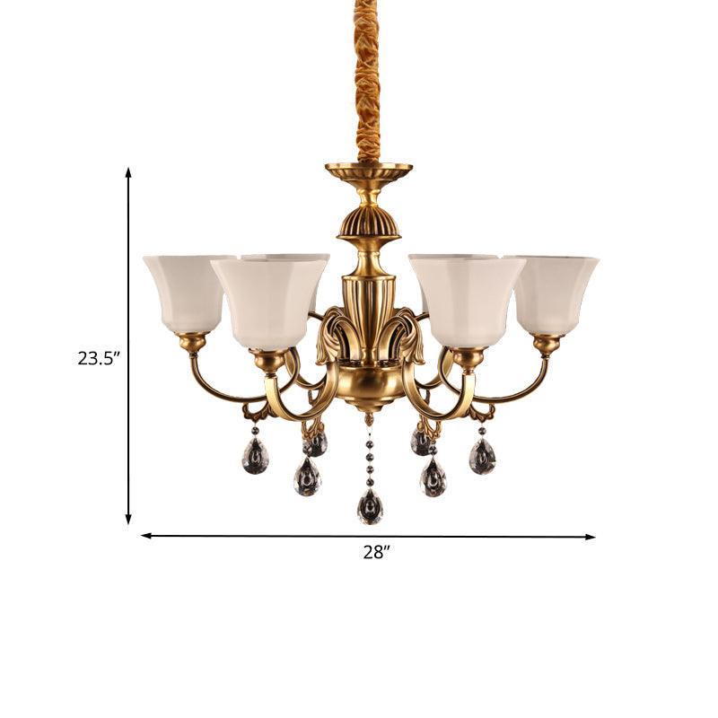 6-Bulb Chandelier with Bell Shade Frosted Glass Classic Lamp - Rebooters
