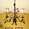 Flared Fabric Hanging Chandelier Rural 3-Light Pendant Brown - Rebooters