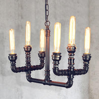 6 Heads Ceiling Chandelier Factory Trident Pendant Black - Rebooters