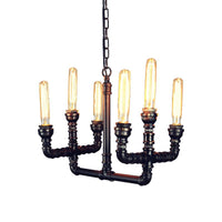 6 Heads Ceiling Chandelier Factory Trident Pendant Black - Rebooters