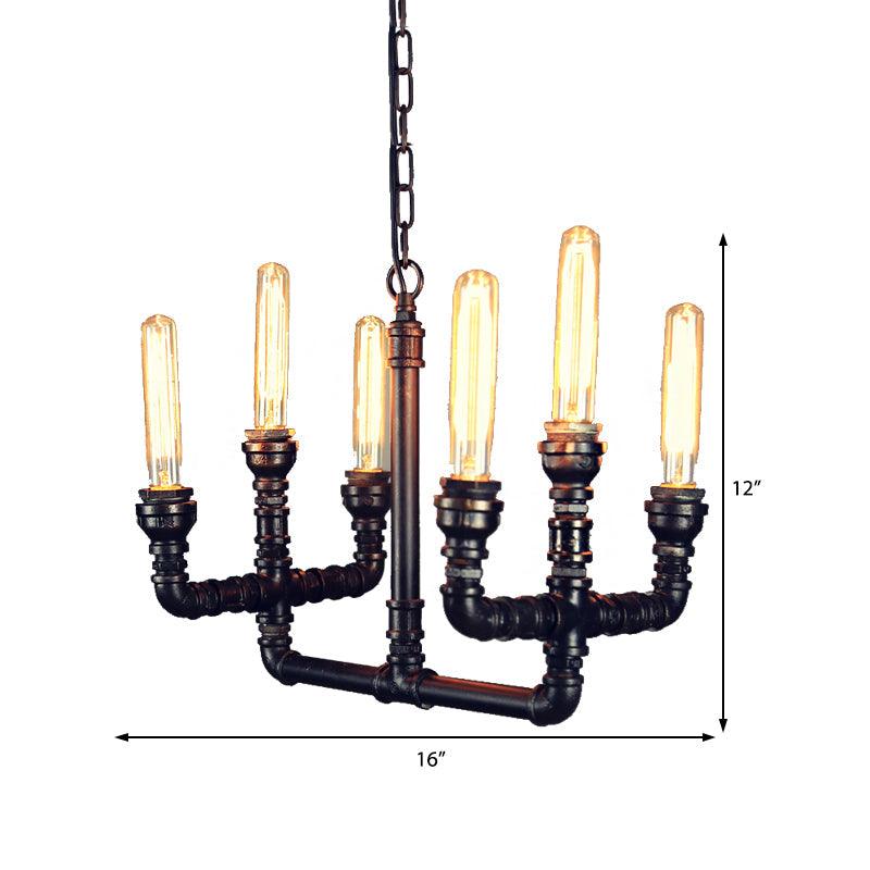 6 Heads Ceiling Chandelier Factory Trident Pendant Black - Rebooters