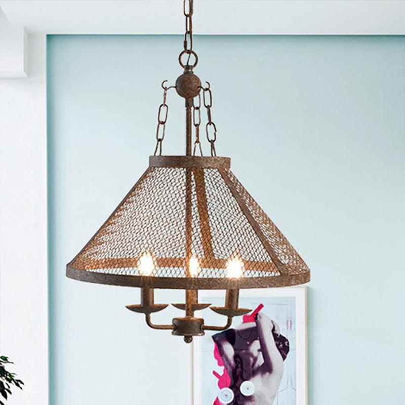 Antique Mesh Flared Pendant Light with Candle 3 Lights Lamp - Rebooters
