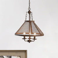 Antique Mesh Flared Pendant Light with Candle 3 Lights Lamp - Rebooters