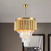 Crystal Flute Tapered Ceiling Chandelier 5 Bulbs Gold - Rebooters