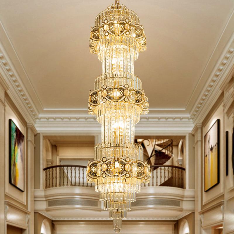 8-Light Fluted Clear Glass Rods Chandelier Retro Pendant Light - Rebooters