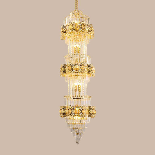8-Light Fluted Clear Glass Rods Chandelier Retro Pendant Light - Rebooters