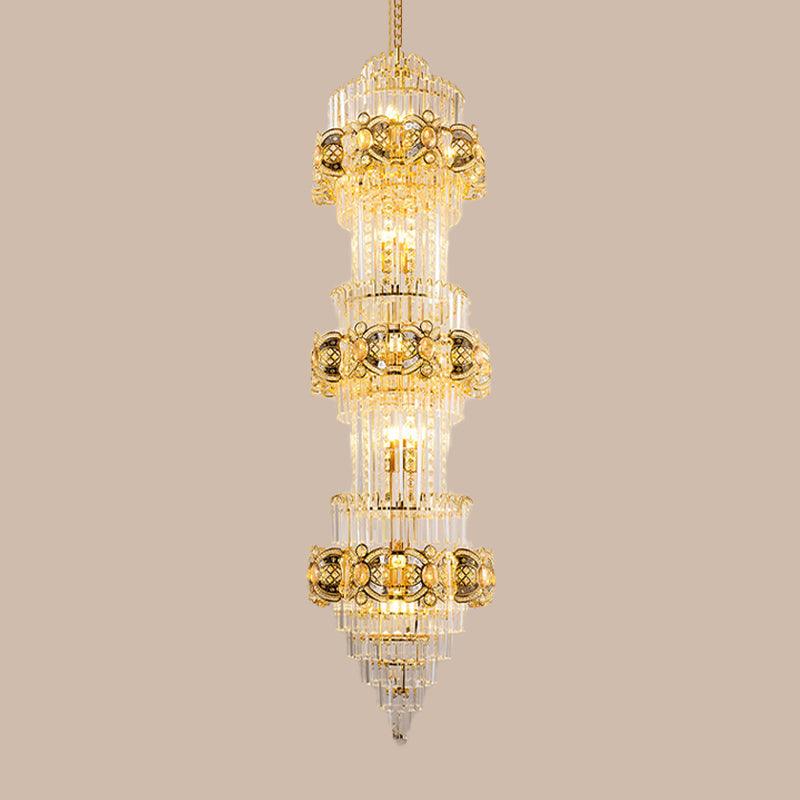 8-Light Fluted Clear Glass Rods Chandelier Retro Pendant Light - Rebooters