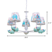 Resin Elephant Hanging Chandelier Cartoon 5/6 Heads Light Blue Ceiling Pendant - Rebooters