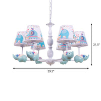 Resin Elephant Hanging Chandelier Cartoon 5/6 Heads Light Blue Ceiling Pendant - Rebooters
