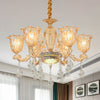 6 Bulbs Bell Up Chandelier Traditional Gold Clear Glass Light - Rebooters