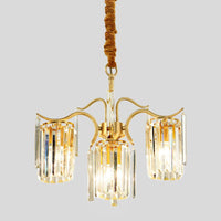 4-Bulb Cylinder Down Lighting Postmodern Brass Crystal Chandelier - Rebooters