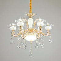 6-Light Clear and Opal Glass Chandelier Gold Blossom Pendant - Rebooters